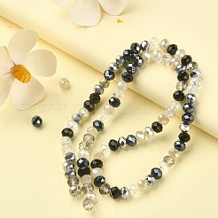 電気メッキガラスビーズセット  多面カット  ロンデル  ブラック  5.5~6x5mm  穴：1mm  約90~92個/連  16.54インチ〜16.93インチ（42~43cm）&nbsp;EGLA-YW0002-D01