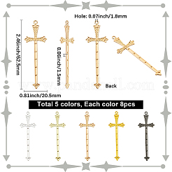 40色の合金製ビッグペンダント5個。  剣のチャーム  ミックスカラー  62.5x20.5x1.5mm  穴：1.8mm  8個/カラー&nbsp;FIND-SC0018-10A
