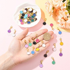 20Pcs 10 Colors Alloy Enamel Smiling Face Pendant Decorations&nbsp;HJEW-YW00218