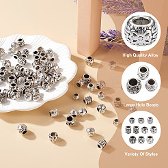 100Pcs 10 Style Tibetan Style Alloy European Beads&nbsp;FIND-CD0001-34