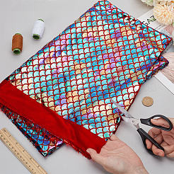 魚の鱗模様のポリエステル生地  ガーメントクラフトアクセサリー用  カラフル  150cm  1m / pc&nbsp;DIY-WH0569-92A