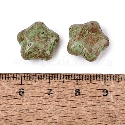 ピカソの不透明ガラスビーズ  スター  ダークシーグリーン  15~15.5x15.5~16x8~8.5mm  穴：1~1.5mm  約213個/ポンド&nbsp;SEED-N012-08G