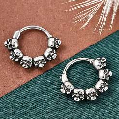Skull 316 Surgical Stainless Steel Hoop Earrings&nbsp;EJEW-G416-32AS