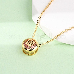 Brass Pave Cubic Zirconia Birth Stone Constellation Pendant Cable Chain Necklaces&nbsp;NJEW-D334-01G-08