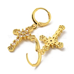 Real 18K Gold Plated Brass Dangle Leverback Earrings&nbsp;EJEW-A033-03G-04