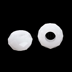 レジンヨーロピアンビーズ  大穴ビーズ  多面カット  ロンデル  ホワイト  13.5x8mm  穴：5.5mm&nbsp;RESI-B020-06A