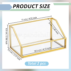 ガラス名刺ボックス2個  カードホルダー  長方形  透明  110x55x65mm&nbsp;ODIS-GO0001-26