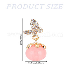 1 Pair Butterfly Alloy Rhinestone Dangle Stud Earrings&nbsp;EJEW-LP0007-069