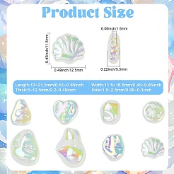 32 個 8 スタイル UV メッキ不透明アクリルビーズ  虹色の  混合図形  13~21.5x11.5~16.5x5~12.5mm  穴：1.5~2.5mm  4個/スタイル&nbsp;OACR-CJ0002-77