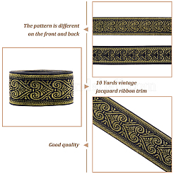 刺繍チロリアンテープ  ジャカードリボン  服飾材料  花柄  ブラック  ゴールド  2インチ（50mm）  7 M /バンドル&nbsp;OCOR-WH0060-24