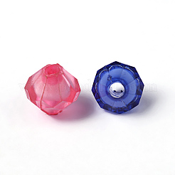 透明なアクリルビーズ  二層ビーズ  双円錐形  ミックスカラー  8x8x8mm  穴：2mm&nbsp;X-TACR-S085-8mm-M