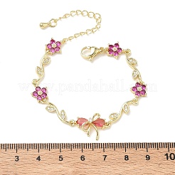 Brass Micro Pave Cubic Zirconia Link Chain Bracelets for Women&nbsp;BJEW-C156-04E-03G