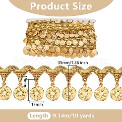 Polyester Fringe Lace Trim Ribbon with Charms Tassel&nbsp;OCOR-WH0078-337A