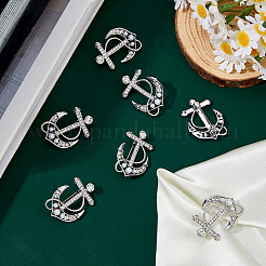 8Pcs Anchor Alloy Rhinestone Lapel Pins for Backpack Clothes&nbsp;JEWB-DC0006-46B