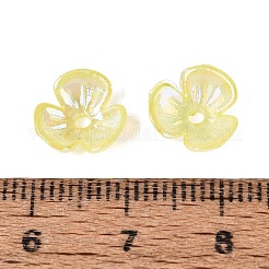 不透明なアクリルビーズ  花  ABカラーメッキ  きいろ  9.5x10x3mm  穴：1.6mm  約5319個/500g&nbsp;OACR-ZX007-06A