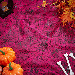 ハロウィーンテーマのポリエステルメッシュ生地  ウェディングドレスの衣服アクセサリー  スパイダーウェブ模様  濃いピンク  1580x0.1mm&nbsp;DIY-WH0589-86A