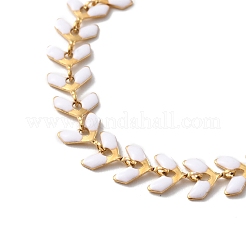 Enamel Ear of Wheat Link Chains Bracelet&nbsp;BJEW-P271-02G-04