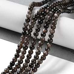 天然銀黒曜石ビーズ連売り  ラウンド  4.5mm  穴：0.7mm  約91個/連  14.92インチ（37.9cm）&nbsp;G-S150-20A-4mm