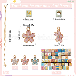 DIYの花と文字の合金エナメルカップチャームペンダントデコレーション作成キット  ミックスカラー  150x6.5mm&nbsp;DIY-SC0025-72