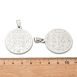 304ステンレスペンダント  cssml ndsmdクロス神の父宗教キリスト教とフラットラウンド  ステンレス鋼色  32mm&nbsp;STAS-C057-01P-B