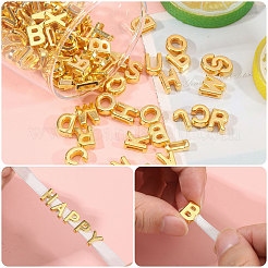 金属で覆われたプラスチック製のスライドチャーム  文字ビーズ  ゴールドカラー  12~12.5x4.5~12x4.5mm  穴：8x1.7mm  133 G /セッティング&nbsp;KY-CA0001-61