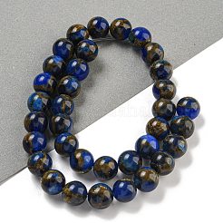 合成ゴールドクリスタルストーンビーズ連売り  染め  ラウンド  ブルー  10mm  穴：1mm  約35~39個/連  14.57''~15.35''（37~39センチメートル）&nbsp;G-P549-A01-02A