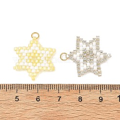 ガラスシードビーズペンダント  星のチャーム  304ステンレススチールオープン丸カン付き  ミックスカラー  21x20x2mm  穴：2.7mm&nbsp;PALLOY-MZ01457