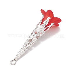 アクリルパーツ  ガラスビーズで  鉄のループ  花  ミックスカラー  49x18x17.5mm  穴：2.5~3mm&nbsp;PALLOY-TA00127
