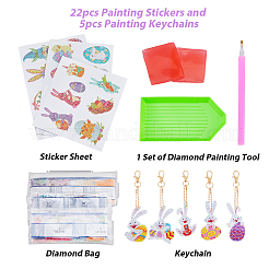 1 Set DIY Rabbit with Easter Egg Diamond Painting Keychains Kits&nbsp;DIY-FH0005-10