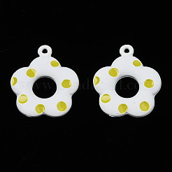 スプレープリント合金ペンダント  カドミウムフリー＆ニッケルフリー＆鉛フリー  花  ダークカーキ  22x19.5x2mm  穴：1.4mm&nbsp;PALLOY-S142-002B-NR