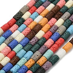 合成溶岩岩ビーズ連売り  染め  コラム  ミックスカラー  6.5~7x4~4.5mm  穴：0.8mm  約58個/連  14.76~14.96''（37.5~38センチメートル）&nbsp;G-A317-F01-01