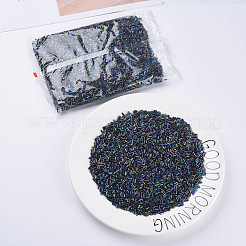メタリックカラーガラスラッパビーズ  丸い穴  虹メッキ  3~8x2mm  穴：0.7mm  約450g /ポンド&nbsp;SEED-N005-001-D04