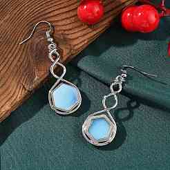 Hexagon Opalite Dangle Earrings&nbsp;EJEW-K298-01P-06
