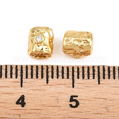 真鍮マイクロペーブクリアキュービックジルコニアビーズ  テクスチャードカラム  18KGP本金メッキ  6x5mm  穴：2mm&nbsp;KK-Z162-17G