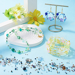 1袋ミックススタイルのガラスビーズ  ラウンド＆ヒトデ＆フィッシュ＆ロンデル  銀  2~14x2~10x1~8.5mm  穴：0.8~1.5mm&nbsp;GLAA-TADJ0001-10G