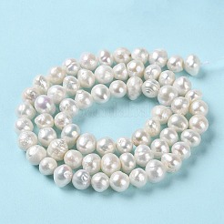 天然養殖淡水パールビーズ連売り  ポテト  グレードA +  パパイヤホイップ  5~7.5x5~6mm  穴：0.5mm  約65個/連  13.39インチ（34cm）&nbsp;PEAR-E018-47