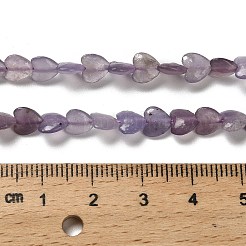 天然レピドライト/パープルマイカストーンビーズ連売り  ハート  5.5x6~6.5x2.5~3mm  穴：0.7mm  約69~72個/連  14.88~15.2（37.8~38.6センチメートル）&nbsp;G-P575-C01-6mm