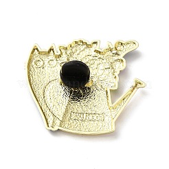 黒猫と花のエナメルピン  バックパック用合金ラペルピンバック  ゴールド  パープル  36x41mm&nbsp;JEWB-Z048-09G-01