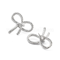 ちょう結び真鍮スタッドピアス  長持ちメッキ  鉛フリー＆カドミウムフリー  プラチナ  20x24.5mm&nbsp;EJEW-Q811-22P