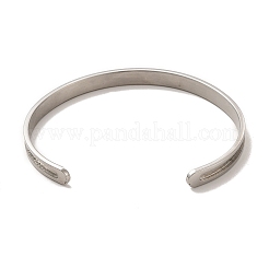 C-Shaped 201 Stainless Steel Grooved Cuff Bangles&nbsp;STAS-G306-05P