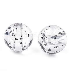 透明なアクリルビーズ  グリッターパウダー付き  ラウンド  ミックスカラー  7~8mm  穴：1.5mm  約1780個/500g&nbsp;MACR-S361-02-8mm