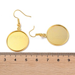 ラックメッキアイアンピアスフック  空白の丸いトレイ付き  フラットラウンド  ゴールドカラー  42.5mm  ピン：0.7mm&nbsp;EJEW-D091-01F-G