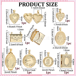 8Pcs 8 Styles Brass Locket Pendants&nbsp;KK-PH0014-92