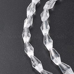 ガラスビーズ連売り  多面カット  双円錐形  透明  8x4x4mm  穴：1mm&nbsp;X-GLAA-R026-8x4mm-15