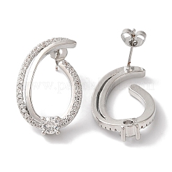 Brass Micro Pave Clear Cubic Zirconia Stud Earrings for Women&nbsp;LS-EJEW-A110-04P