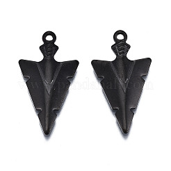304ステンレススチールの尖ったペンダント  矢印  ガンメタ色  28.5x15.5x2.5mm  穴：1.6mm&nbsp;STAS-T045-23B