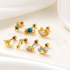 316lステンレススチールキュービックジルコニア軟骨イヤリング（女性用）  ローズゴールド  3＃  6mm  ピン：0.8mm&nbsp;WGF6ABA-10