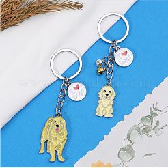 Wewaysmile 犬用キーホルダー 2個 車用キーホルダー ペットペンダント キーリング 可愛い犬用キーリング ポータブル メタルキーホルダー ペット愛好家へのギフト 誕生日 子犬テーマ パーティー用品 (金色の毛の犬)  プラチナ  10.6x2.6cm&nbsp;JX787A
