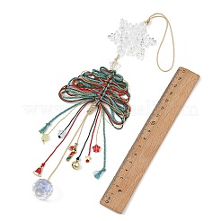 Glass & Braided Nylon Christmas Tree Pendant Decoration&nbsp;HJEW-TA00491
