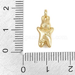 真鍮チャーム  リボン模様のウサギのチャーム  18KGP本金メッキ  17x18x5mm  穴：2mm&nbsp;KK-CBA0565-03G